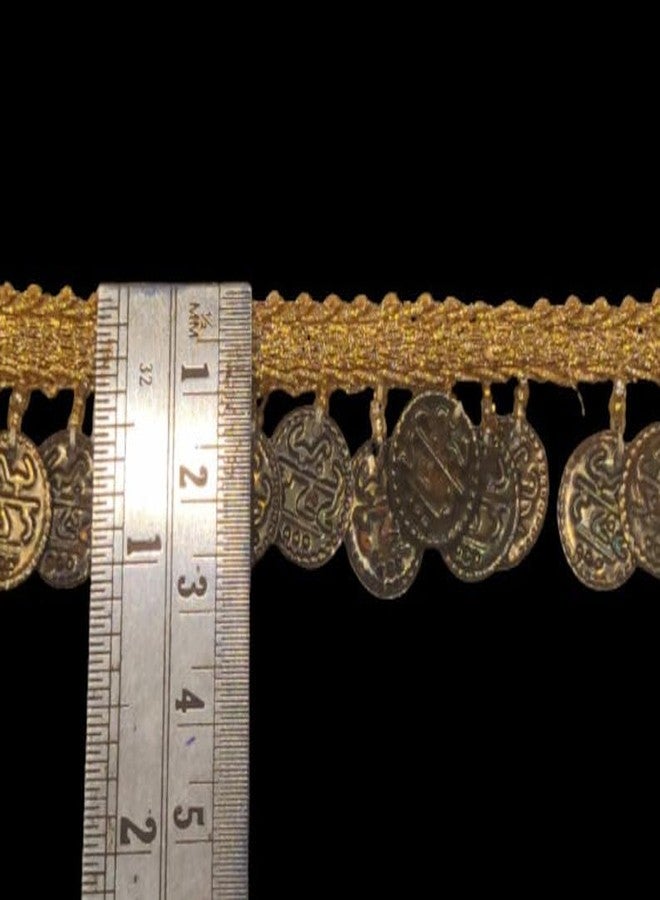 ANIDA LACE Handcrafted Beautiful Indian Coins Hanging lace/Trims/Dress Accessories/Decorations/Gift Decor etc Packing 9 MTR (Gold) - Image 2